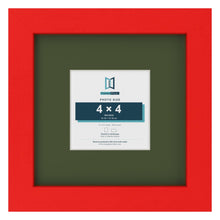 Red 8 x 8 inch picture frame with a green mount for a 4 x 4 inch photo