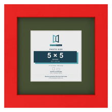 Red 8 x 8 inch picture frame with a green mount for a 5 x 5 inch photo