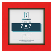Red 8 x 8 inch picture frame with a green mount for a 7 x 7 inch photo