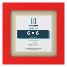 Red 8 x 8 inch picture frame with an ivory mount for a 6 x 6 inch photo