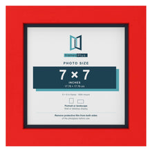 Red 8 x 8 inch picture frame with a Pacific Blue mount for a 7 x 7 inch photo