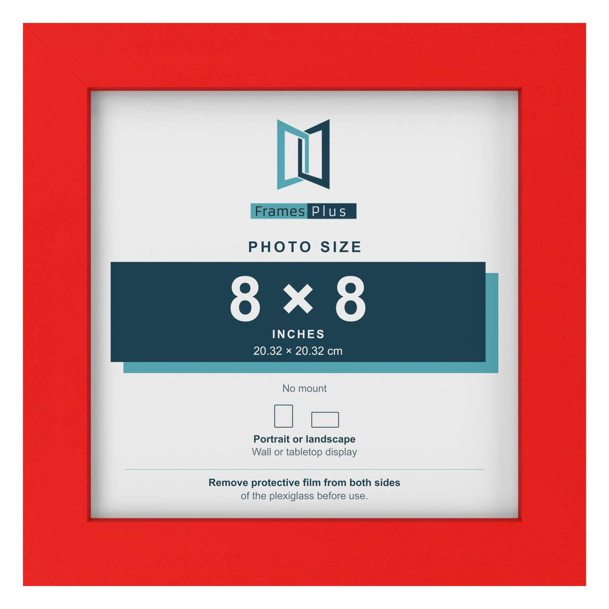 Red picture frame for a 8 x 8 inch photo