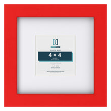 Red 8 x 8 inch picture frame with a white mount for a 4 x 4 inch photo