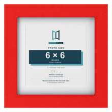 Red 8 x 8 inch picture frame with a white mount for a 6 x 6 inch photo