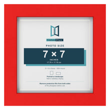 Red 8 x 8 inch picture frame with a white mount for a 7 x 7 inch photo