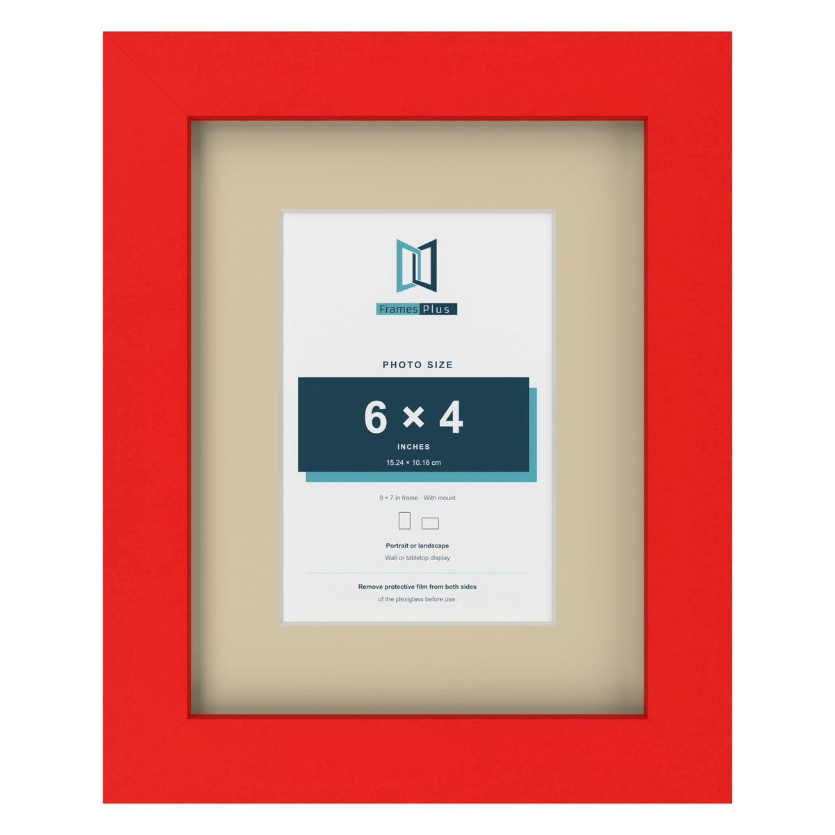 Red 9 x 7 inch picture frame with an ivory mount for a 6 x 4 inch photo