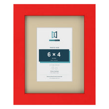 Red 9 x 7 inch picture frame with an ivory mount for a 6 x 4 inch photo
