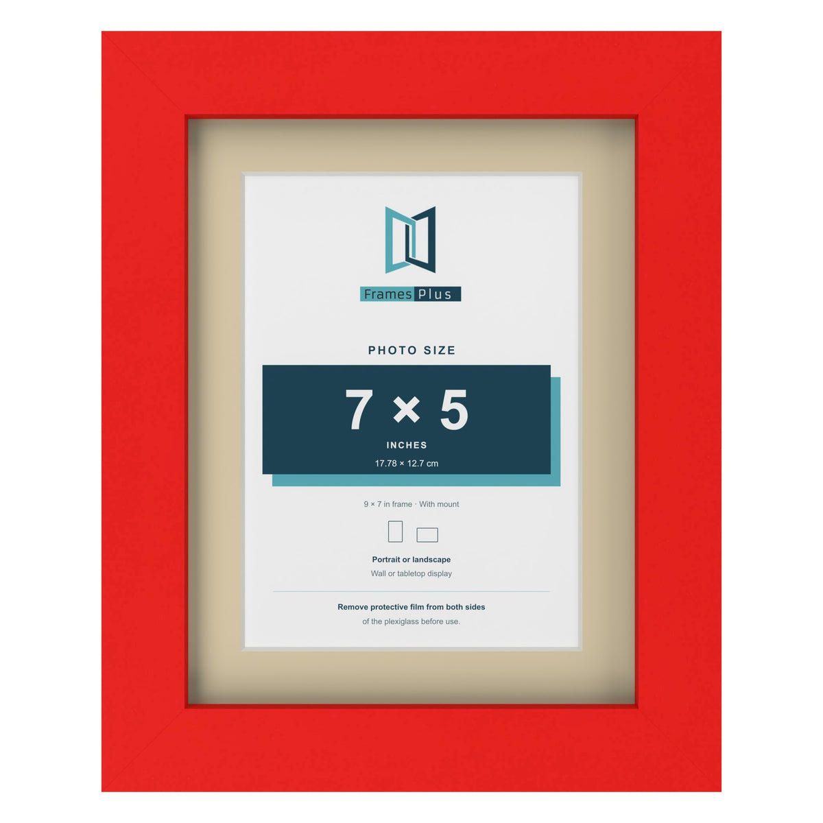 Red 9 x 7 inch picture frame with an ivory mount for a 7 x 5 inch photo
