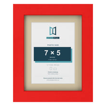 Red 9 x 7 inch picture frame with an ivory mount for a 7 x 5 inch photo