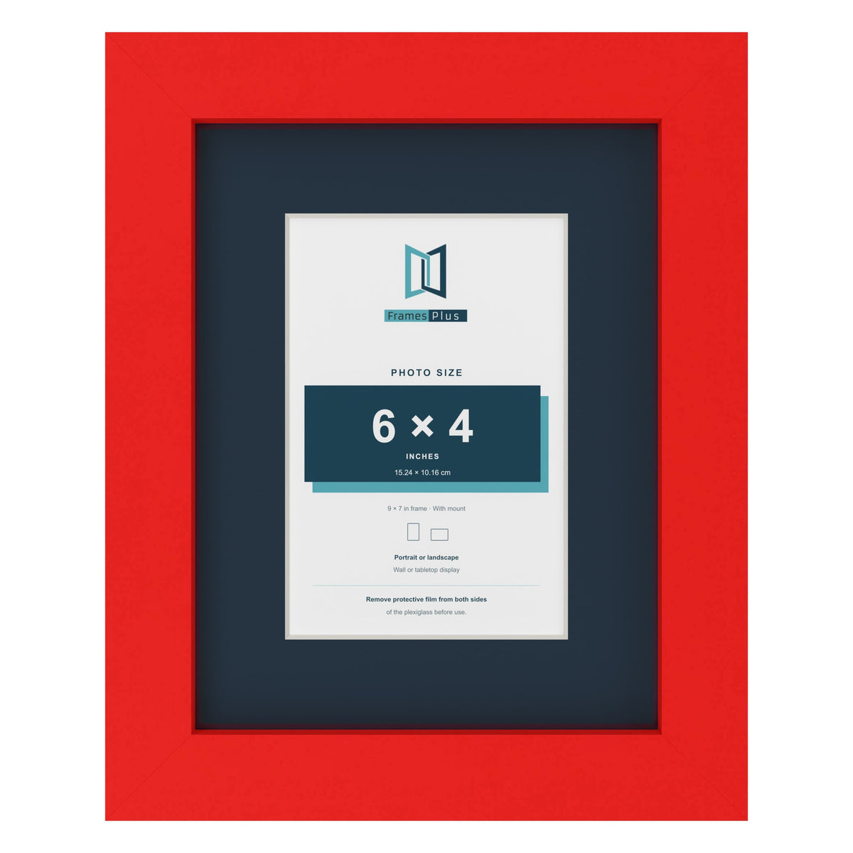 Red 9 x 7 inch picture frame with a Pacific Blue mount for a 6 x 4 inch photo