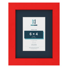 Red 9 x 7 inch picture frame with a Pacific Blue mount for a 6 x 4 inch photo