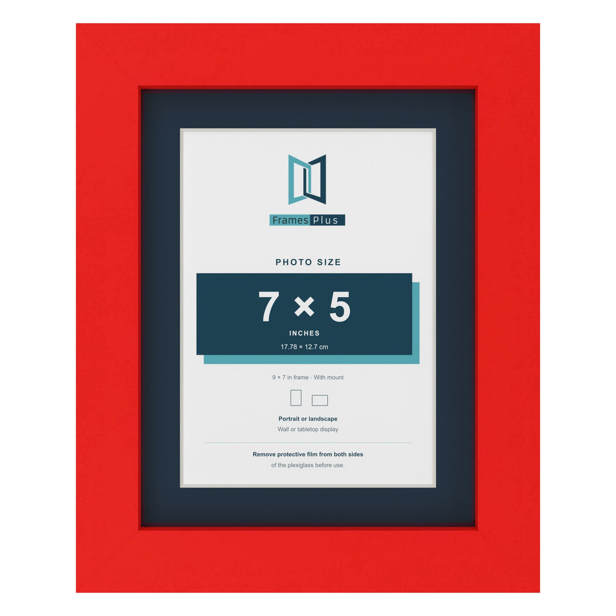 Red 9 x 7 inch picture frame with a Pacific Blue mount for a 7 x 5 inch photo