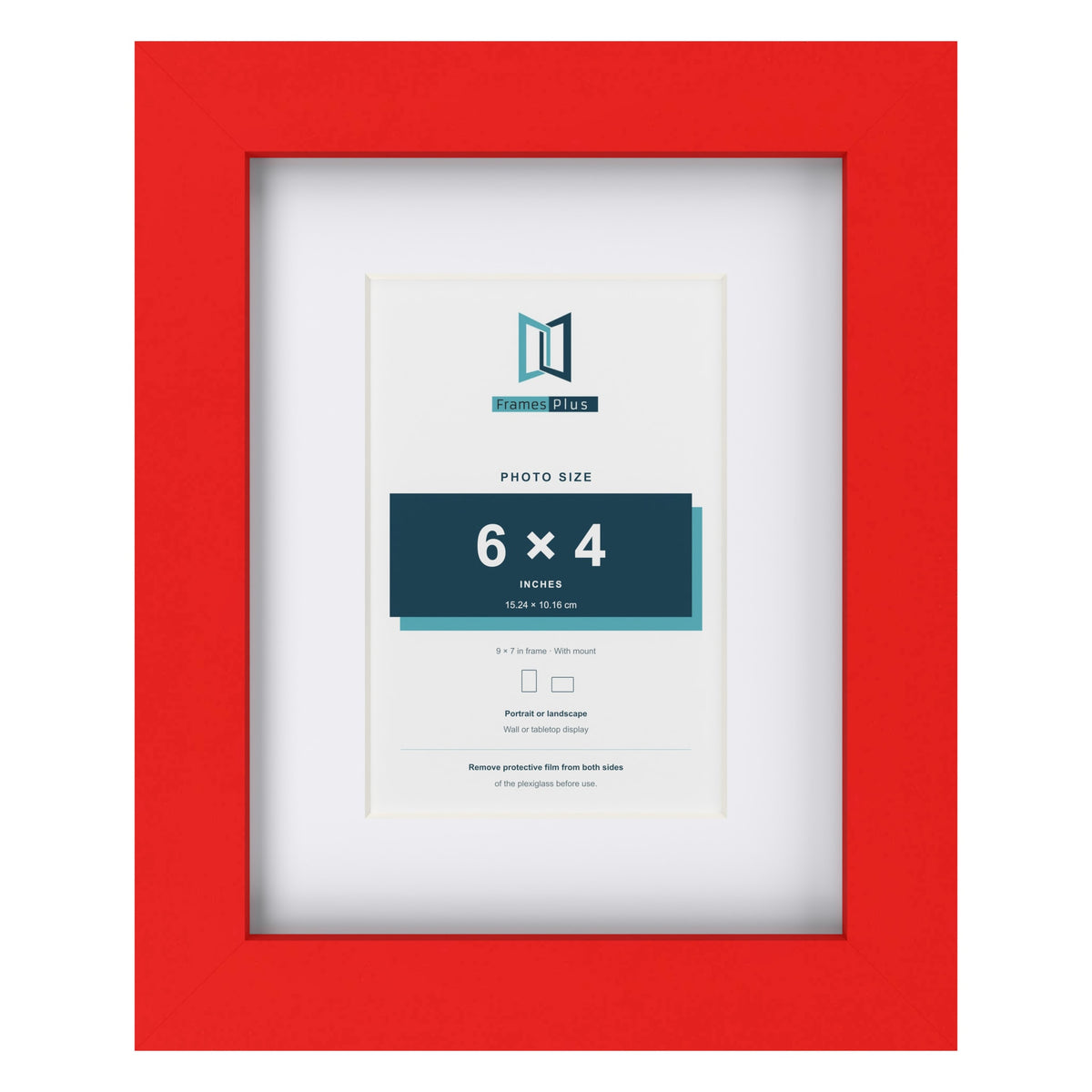 Red 9 x 7 inch picture frame with a white mount for a 6 x 4 inch photo
