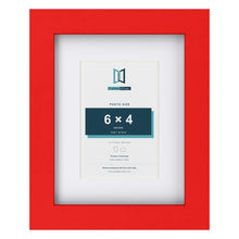 Red 9 x 7 inch picture frame with a white mount for a 6 x 4 inch photo
