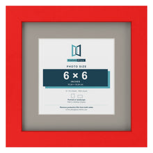 Red 9 x 9 inch picture frame with a Dawn Grey mount for a 6 x 6 inch photo