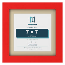 Red 9 x 9 inch picture frame with an ivory mount for a 7 x 7 inch photo