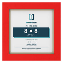 Red 9 x 9 inch picture frame with an ivory mount for an 8 x 8 inch photo