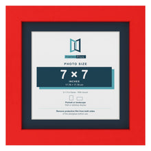 Red 9 x 9 inch picture frame with a Pacific Blue mount for a 7 x 7 inch photo