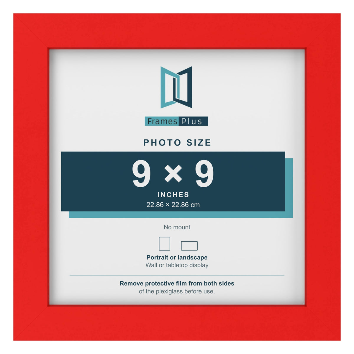 Red picture frame for a 9 x 9 inch photo