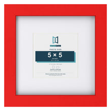 Red 9 x 9 inch picture frame with a white mount for a 5 x 5 inch photo