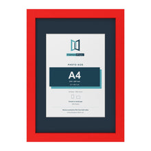 Red A3 picture frame with a Pacific Blue mount for an A4 photo