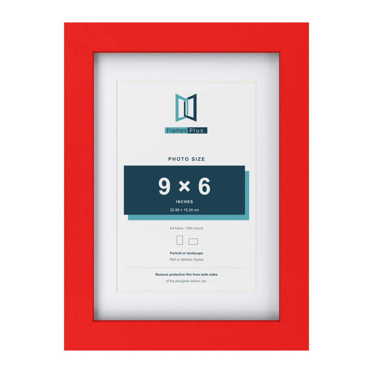 Red A4 picture frame with a white mount for a 9 x 6 inch photo