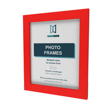 Red picture frame, angled view