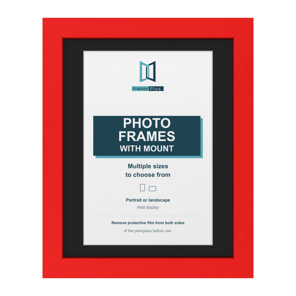 Red picture frame with a black mount