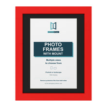 Red picture frame with a black mount