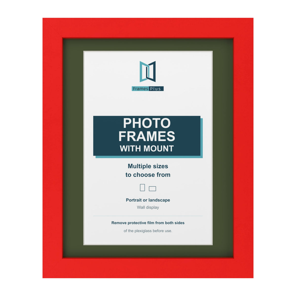 Red picture frame with a green mount