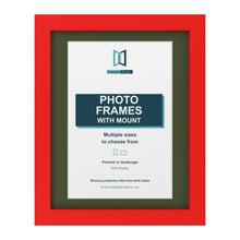 Red picture frame with a green mount