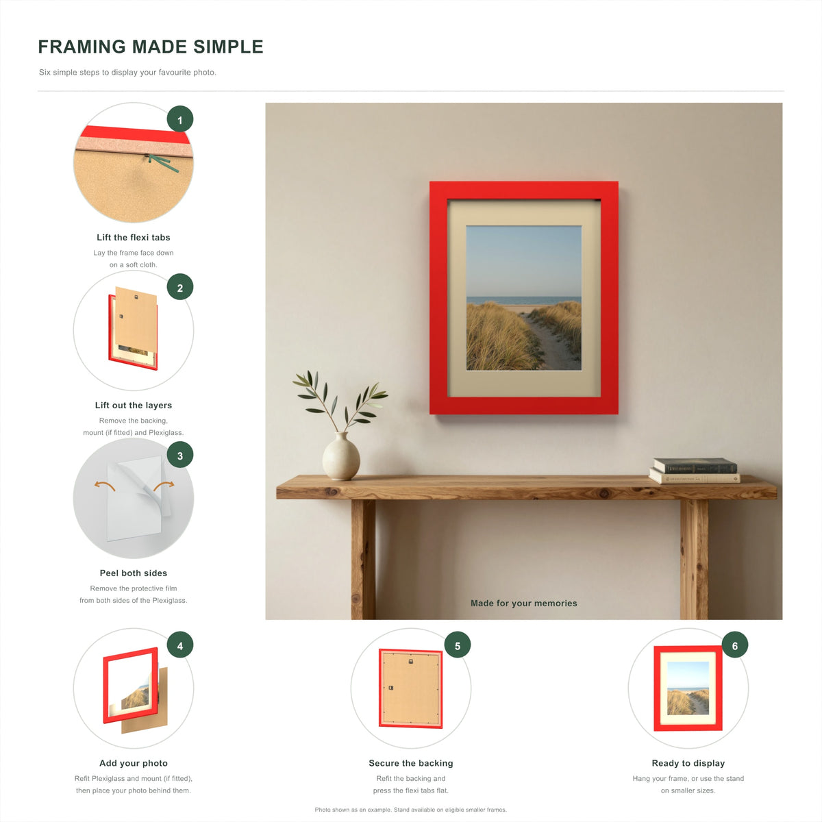 How to put a photo in a Red frame with an ivory mount in six steps