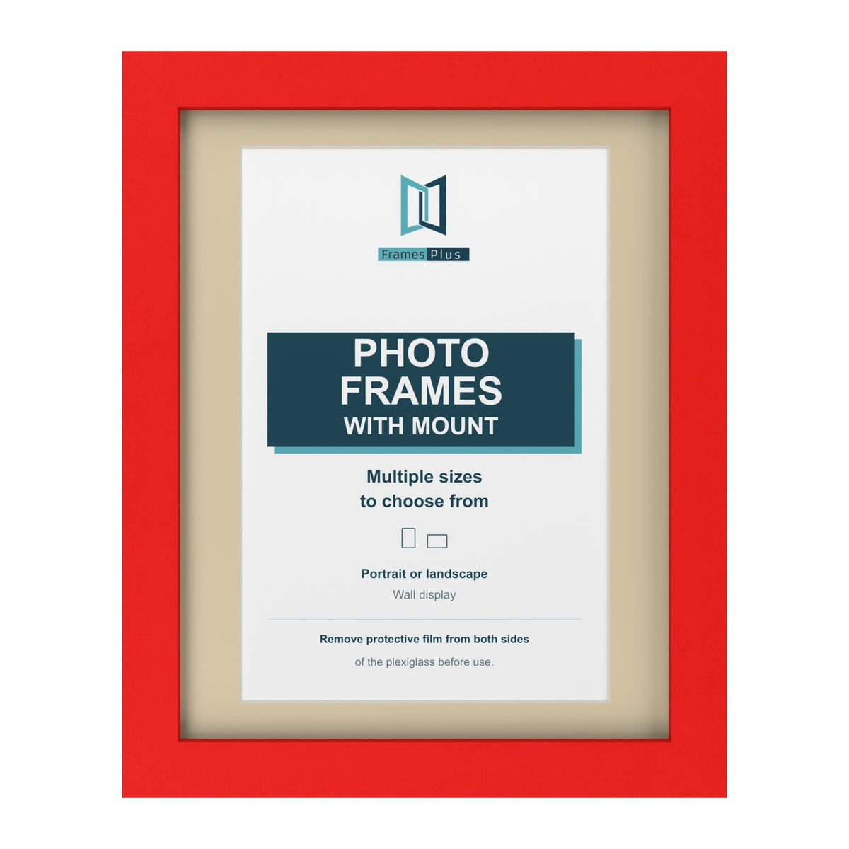 Red picture frame with an ivory mount