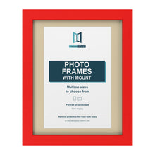 Red picture frame with an ivory mount