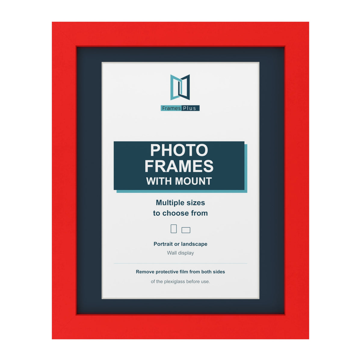 Red picture frame with a Pacific Blue mount