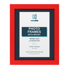 Red picture frame with a Pacific Blue mount