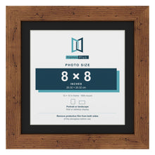 Rustic 10 x 10 inch picture frame with a black mount for an 8 x 8 inch photo