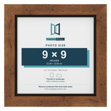 Rustic 10 x 10 inch picture frame with a black mount for a 9 x 9 inch photo