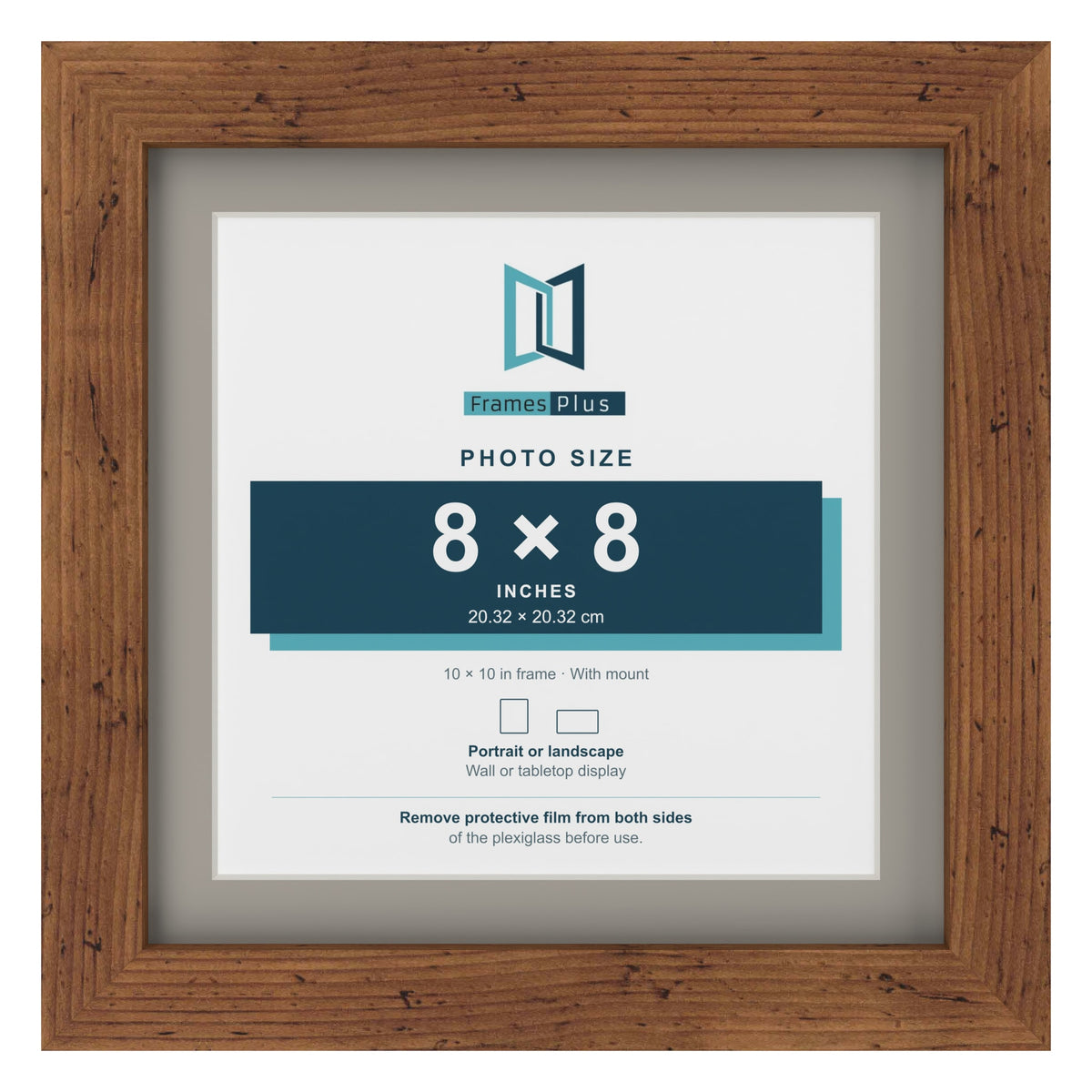 Rustic 10 x 10 inch picture frame with a Dawn Grey mount for an 8 x 8 inch photo