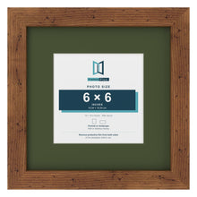 Rustic 10 x 10 inch picture frame with a green mount for a 6 x 6 inch photo
