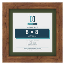 Rustic 10 x 10 inch picture frame with a green mount for an 8 x 8 inch photo