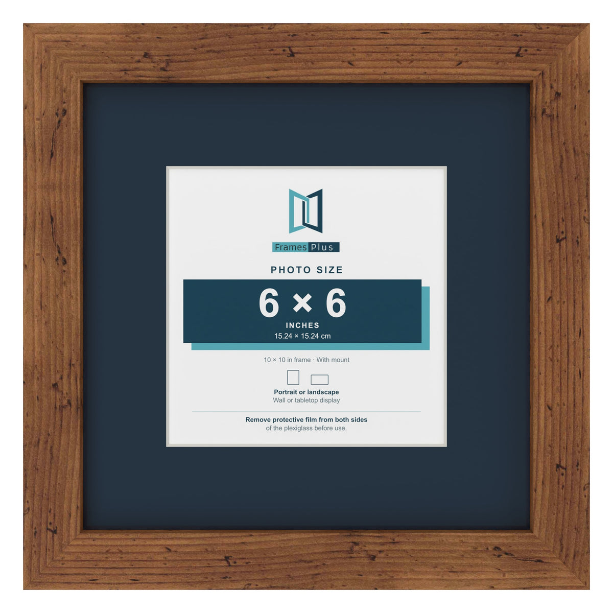 Rustic 10 x 10 inch picture frame with a Pacific Blue mount for a 6 x 6 inch photo