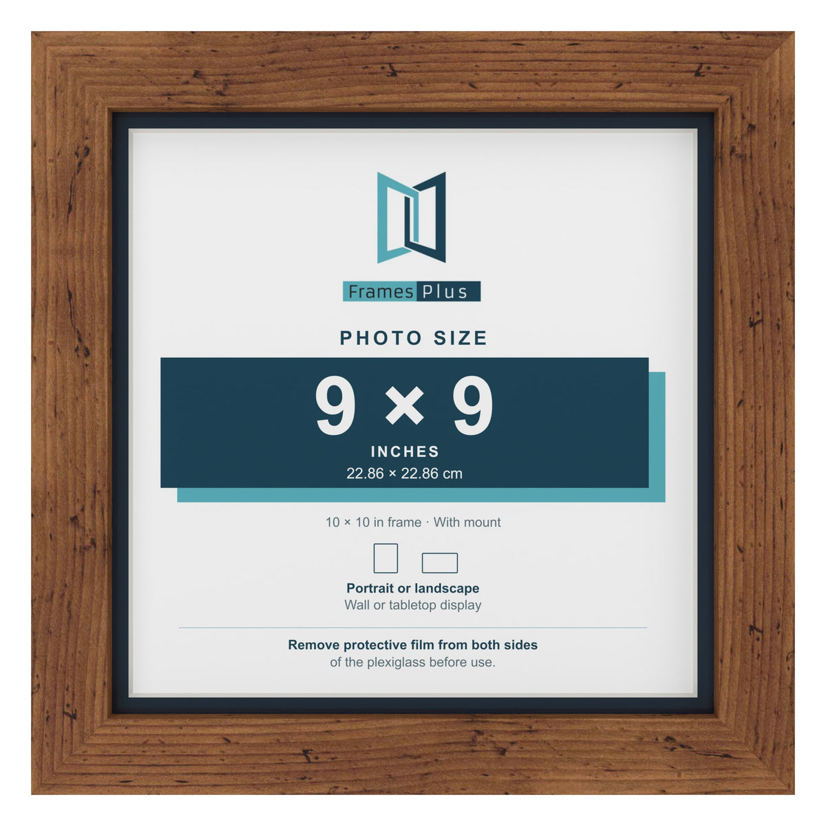 Rustic 10 x 10 inch picture frame with a Pacific Blue mount for a 9 x 9 inch photo