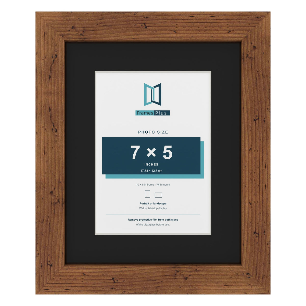 Rustic 10 x 8 inch picture frame with a black mount for a 7 x 5 inch photo