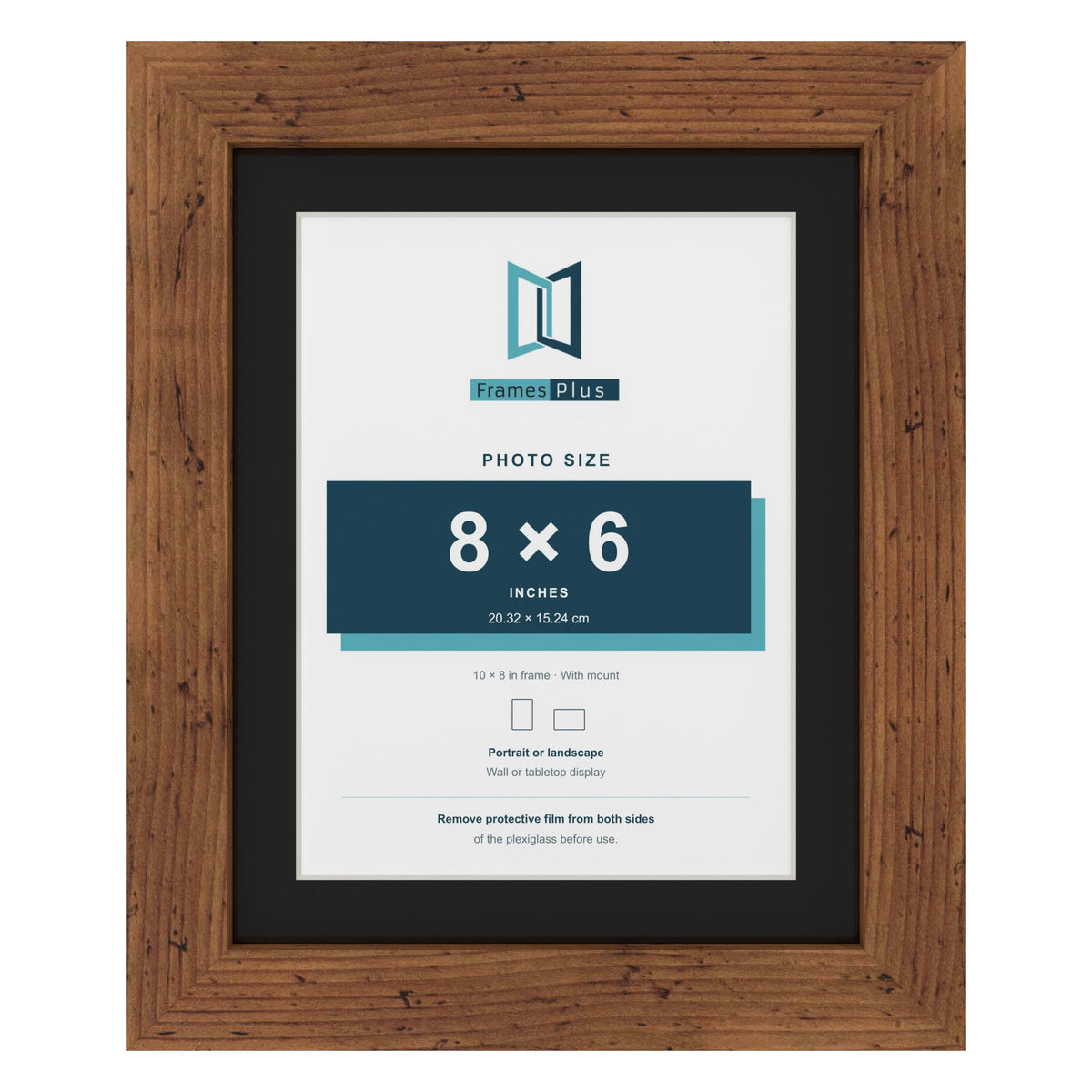 Rustic 10 x 8 inch picture frame with a black mount for an 8 x 6 inch photo