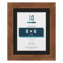 Rustic 10 x 8 inch picture frame with a black mount for an 8 x 6 inch photo