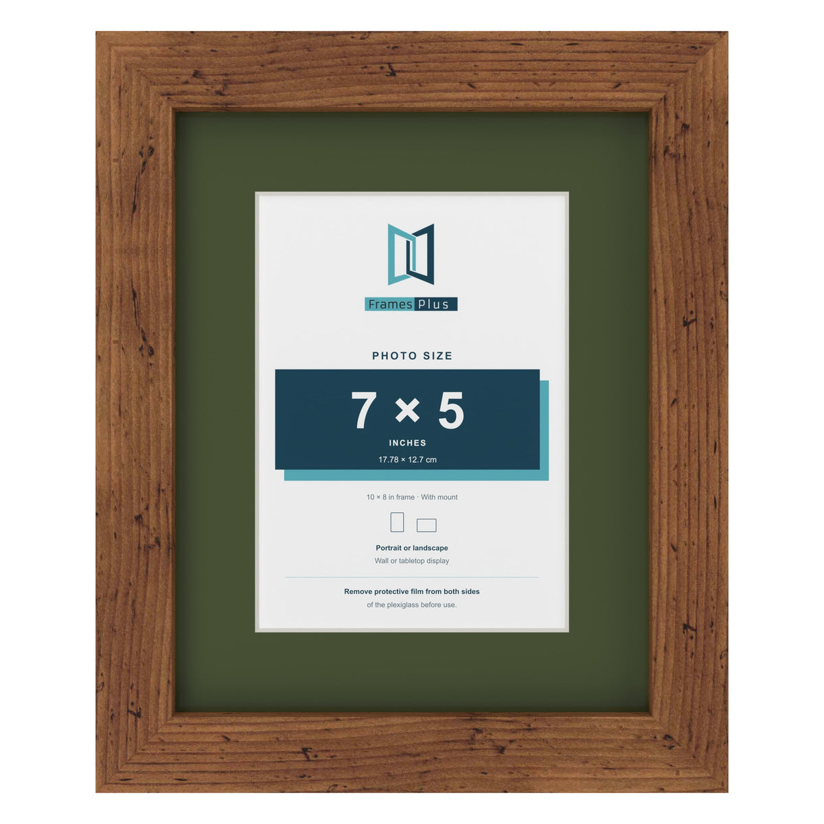 Rustic 10 x 8 inch picture frame with a green mount for a 7 x 5 inch photo