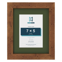 Rustic 10 x 8 inch picture frame with a green mount for a 7 x 5 inch photo