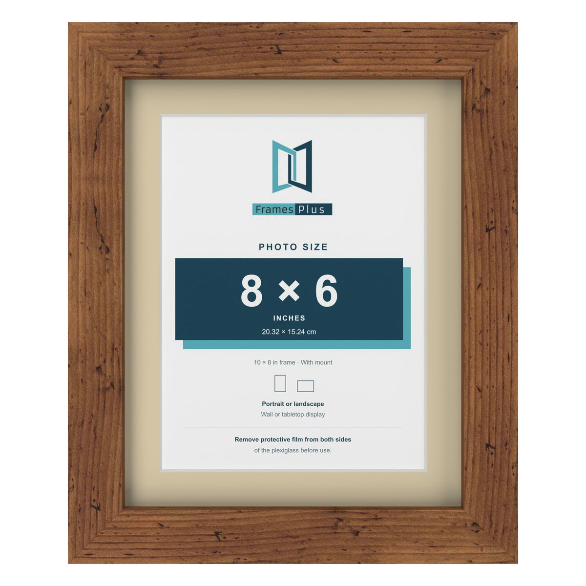 Rustic 10 x 8 inch picture frame with an ivory mount for an 8 x 6 inch photo
