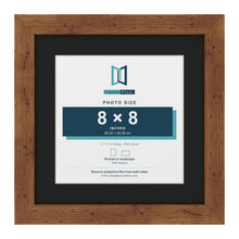 Rustic 11 x 11 inch picture frame with a black mount for an 8 x 8 inch photo